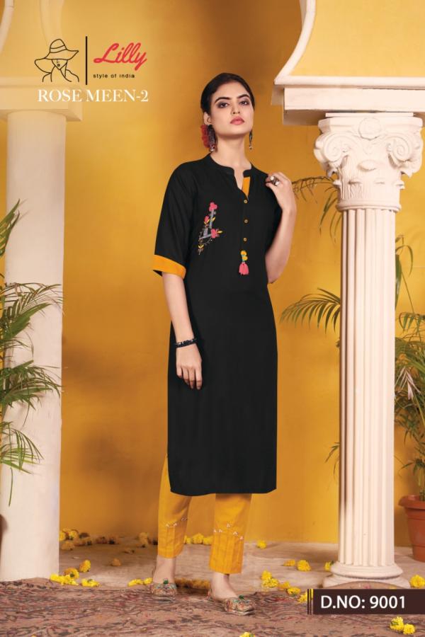 Lilly Rosemeen 2 Rayon Fancy Kurti With Bottom